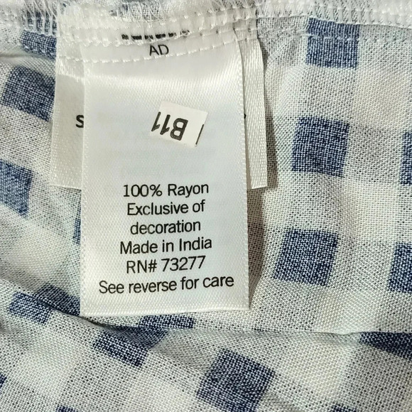 New Croft & Barrow prairie lightweight blue white gingham pullover v-neck 1X - Picture 10 of 10
